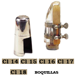 Cl 14, Cl 15, Cl 16, Cl 17, Cl 18 Boquilla de clarinete y boquillero